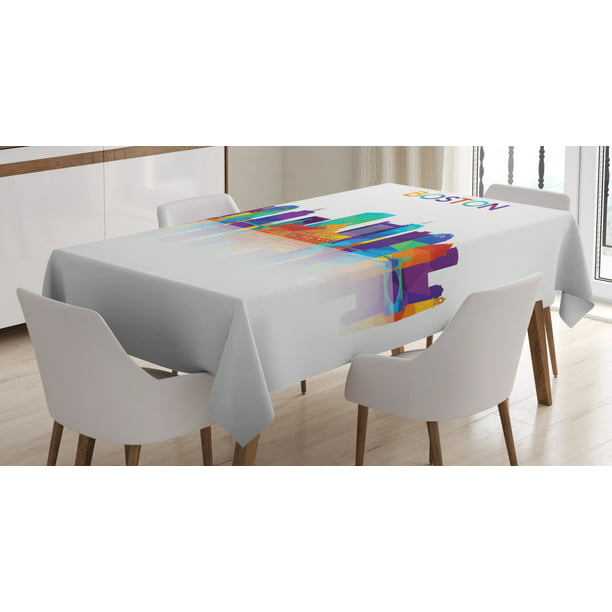 Stain Resistant INTERESTPRINT Geometric Colorful 60 x 84 Inch Tablecloth Rectangle 